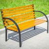 Wooden garden bench, cemetery bench, metal park bench with backrest, large