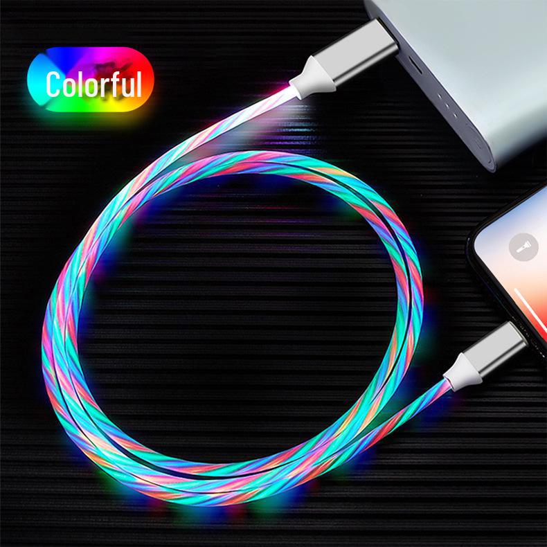Светящийся кабель для зарядки Streamer для Apple, Android, Type-C, Huawei — красочный и светящийся для автомобиля.
