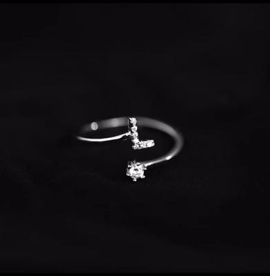 Модное кольцо из серебра 925 пробы с 26 буквами, сверкающий бриллиант, циркон, открытое кольцо, указательный палец, ваше кольцо, ювелирное изделие для дня рождения