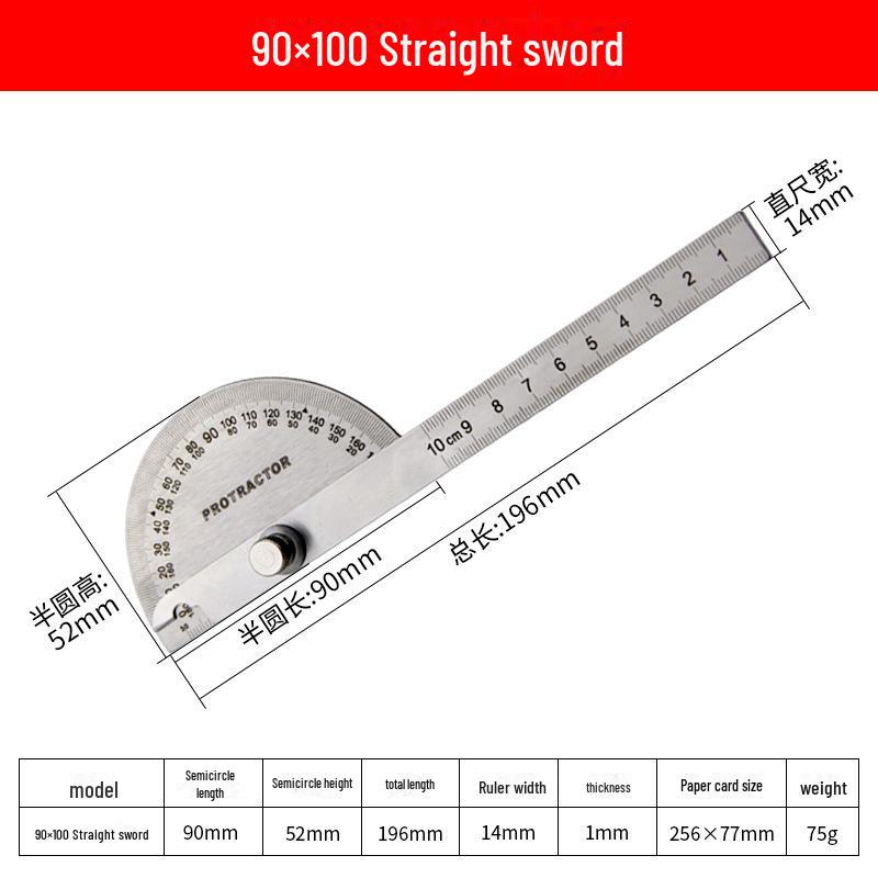 Многофункциональный транспортир и угловая линейка из нержавеющей стали на 180° для деревообработки