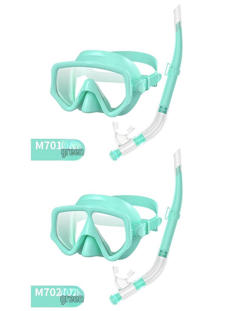 Snorkeling Set: Wide-View Mask & Semi-Dry Breathing Tube - Silicone Diving Goggles 2-Piece Kit