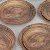 10pcs Round Imitation Wood Grain Disposable Plate Vintage Paper Food Tray Disposable Dish  Picnic