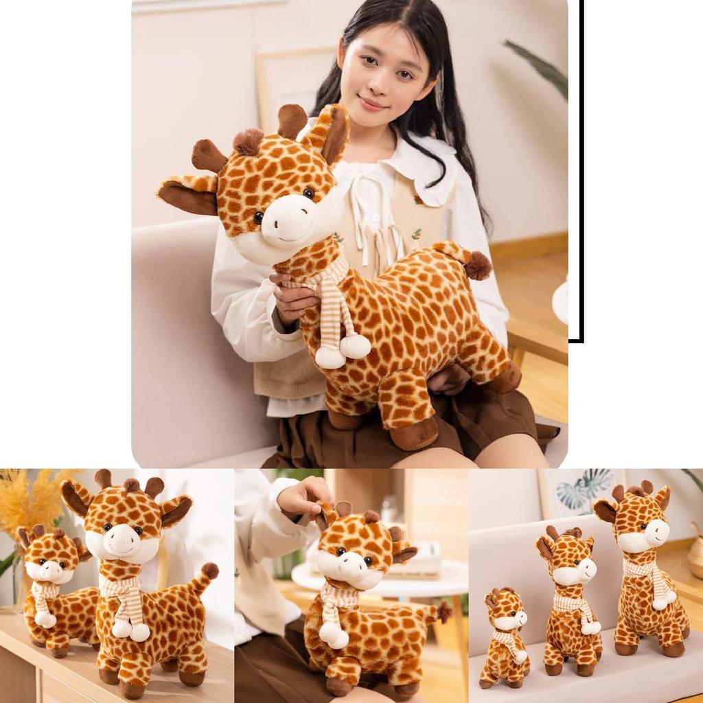 Cute Giraffe Plush Doll High Quality Short Plush Stuffed Animal Scarf Toy For Children