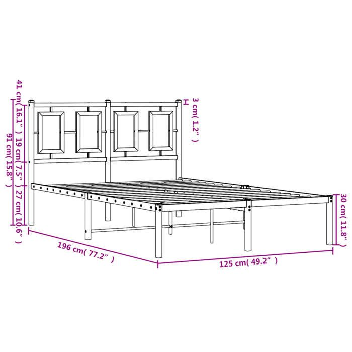 VidaXL Metal Bed Frames with Headboard, Double Bed with Slat Base, Adult Bed with Footboard, Bedroom Furniture, 374238