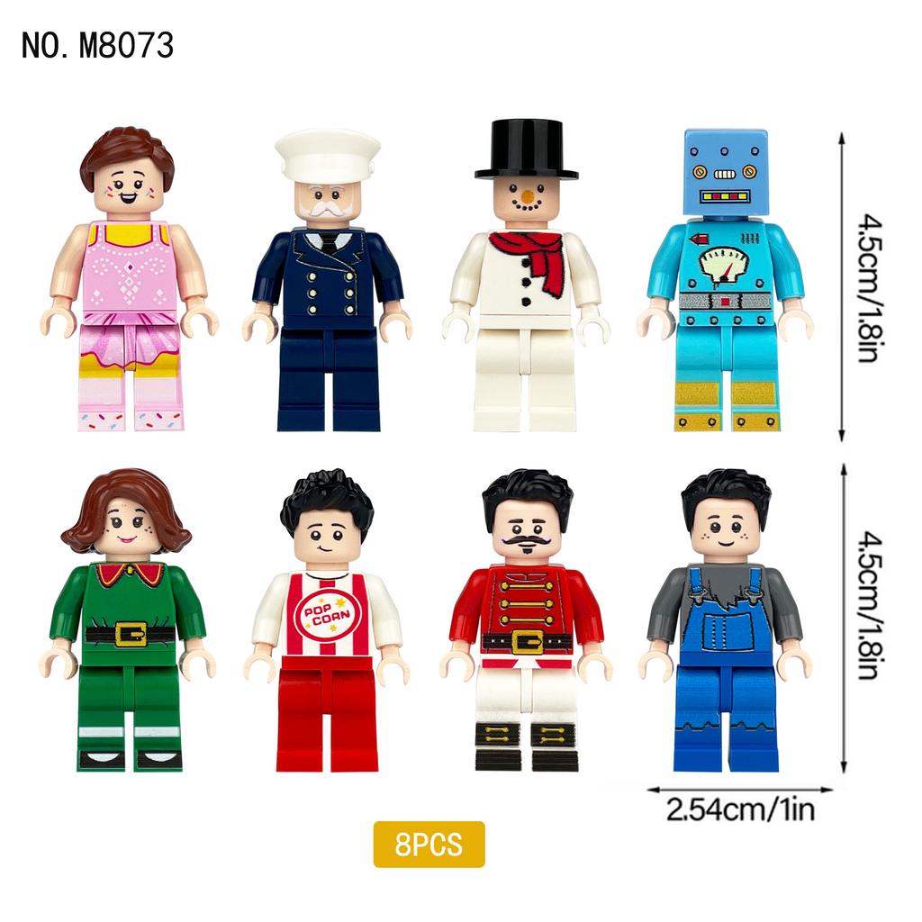 8pcs Urban Professional Police Worker Doll Building Blocks Small Particle Character Doll Children's Toys