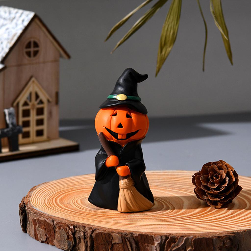 Cute Halloween Decor Set Mini Ghost Pumpkin Witch Demon Resin Figurines for Home Tabletop Party Decoration Gift Party Ornament