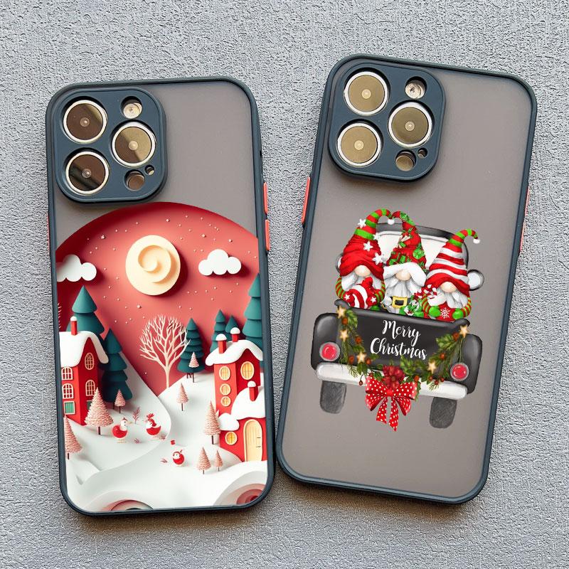Чехол для телефона «Счастливого Рождества, Ёлка, Санта-Клаус» для iphone 15 14 13 12 11 Pro Max Mini XS XR X 8 Plus, пейзаж, ударопрочные задние крышки