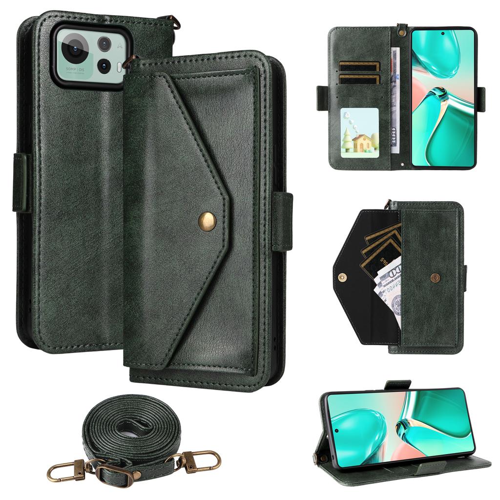 For Asus Zenfone 12 Ultra 5G Leather Case Magnetic Closure Wallet Stand Phone Cover with Crossbody Strap