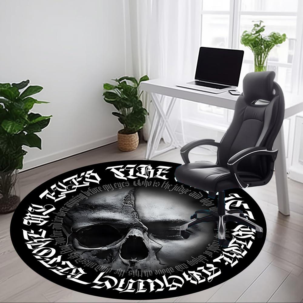 1pc Gothic Art Print Chair Carpet for Office, Round Non Slip Durable Large Size Office Carpet, Suitable for Office