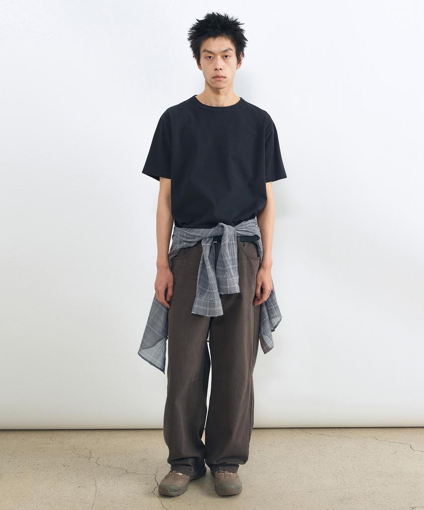 INSILENCE Хлопковая футболка с окрашиванием garment-dyed, свободный крой, вымытый черный