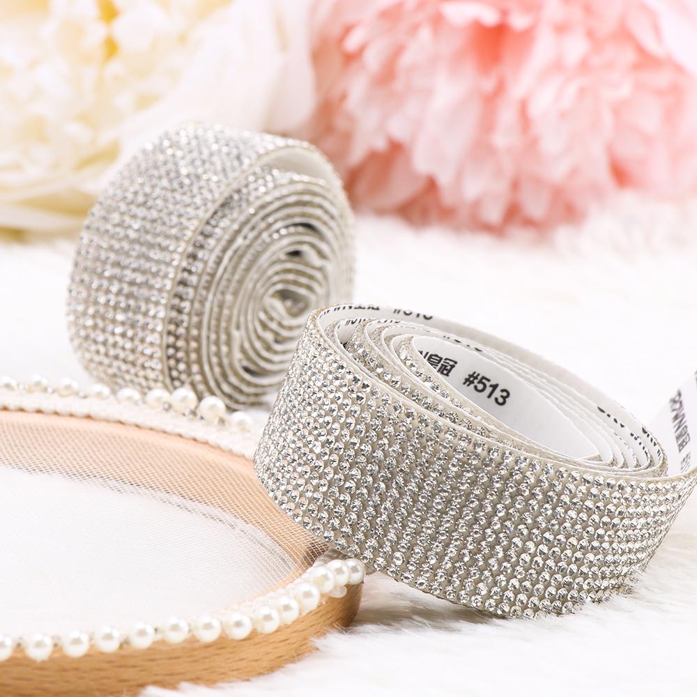 Arts Crafts Phone Decoration Self-Adhesive Rhinestone Crystal Sticker Trim Tape Diamond Ribbon