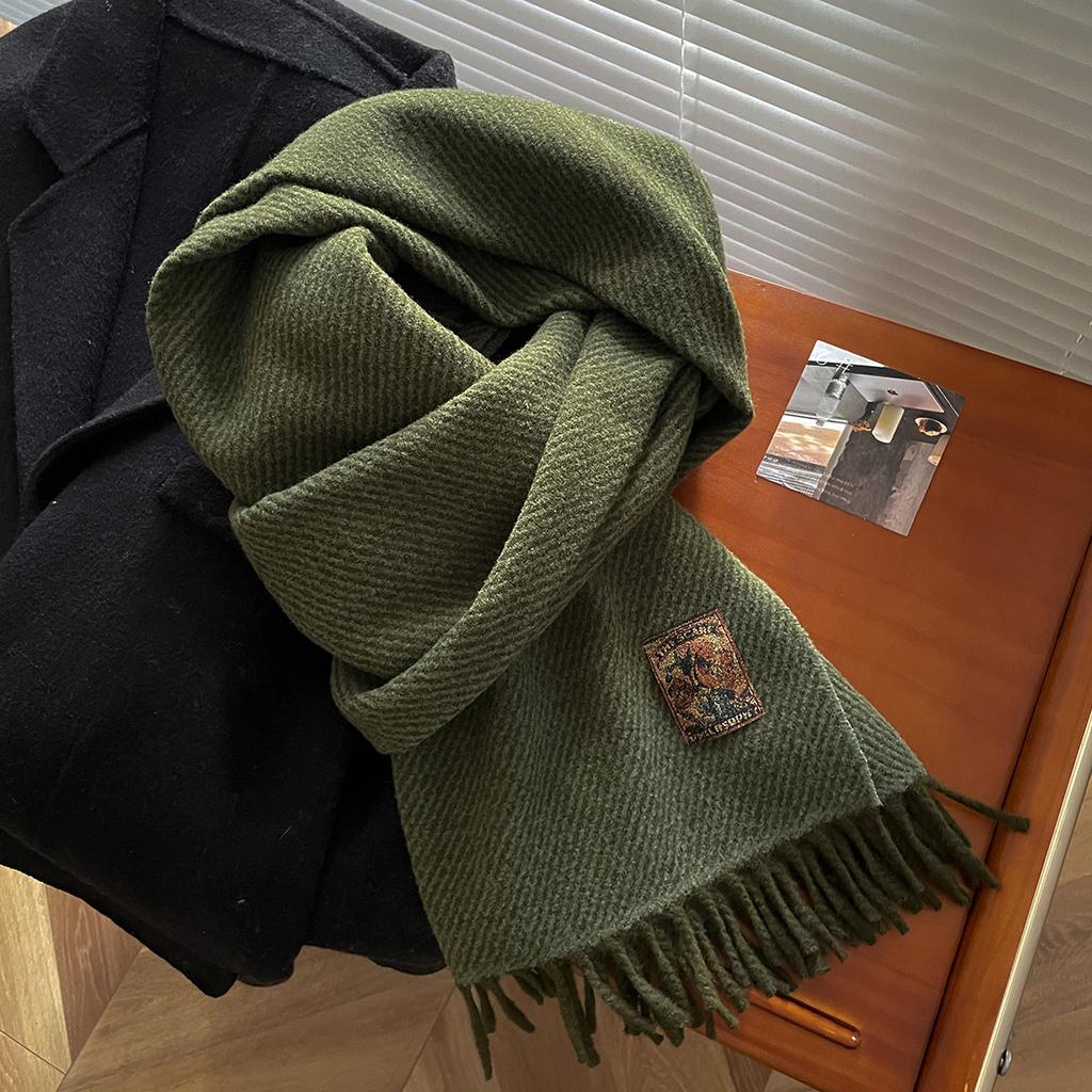Женские модные шарфы-накидки latest design из однотонного имитации кашемира, теплые зимние, двусторонние, с кисточками, плед-шарф