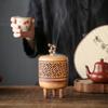 Античный керамический курильница для благовоний с резьбой, полый дизайн для дзен-церемонии чаепития, ароматерапии, устранения запахов, подарочная коробка, декор для дома