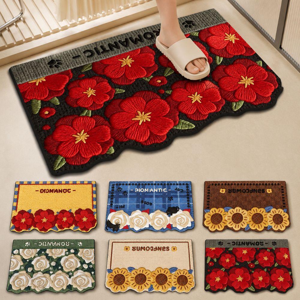 Roses/Sunflowers Bathroom Carpet Soft Bedroom Door Small Rug Entrance Carpet Living Room Tea