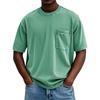 Men's Summer Solid Color Round Neck Loose Pocket Short Sleeve Top