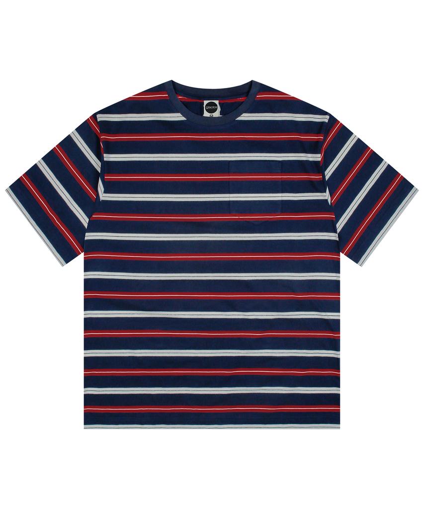 GLACK Gt141 Multi-Stripe Pocket T-Shirt (Navy)