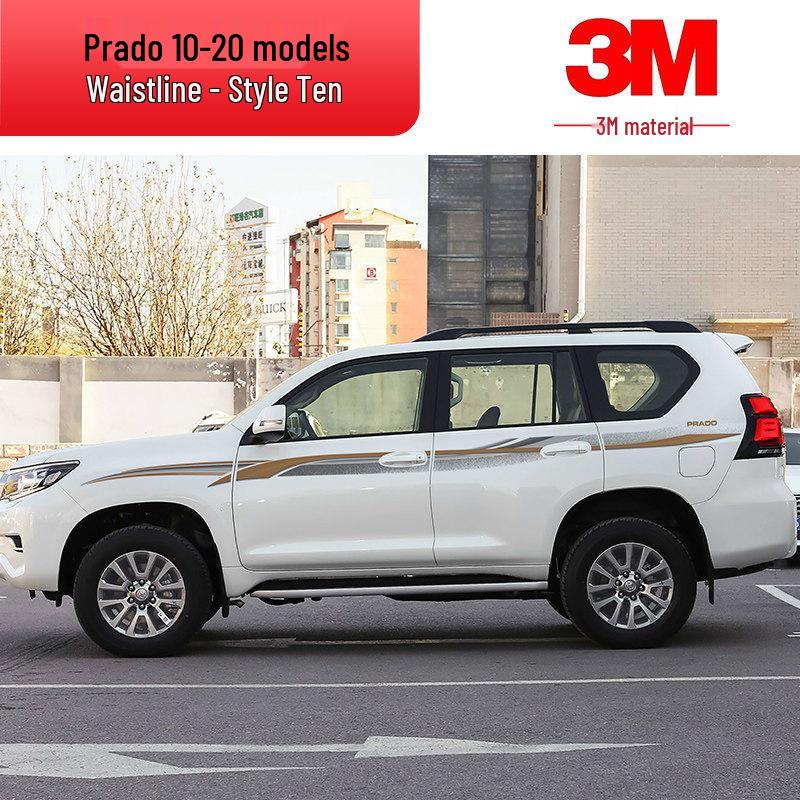 Toyota Prado 10-22 Модели Автомобильная Полоса на Кузов Наклейка на Поясную Линию.