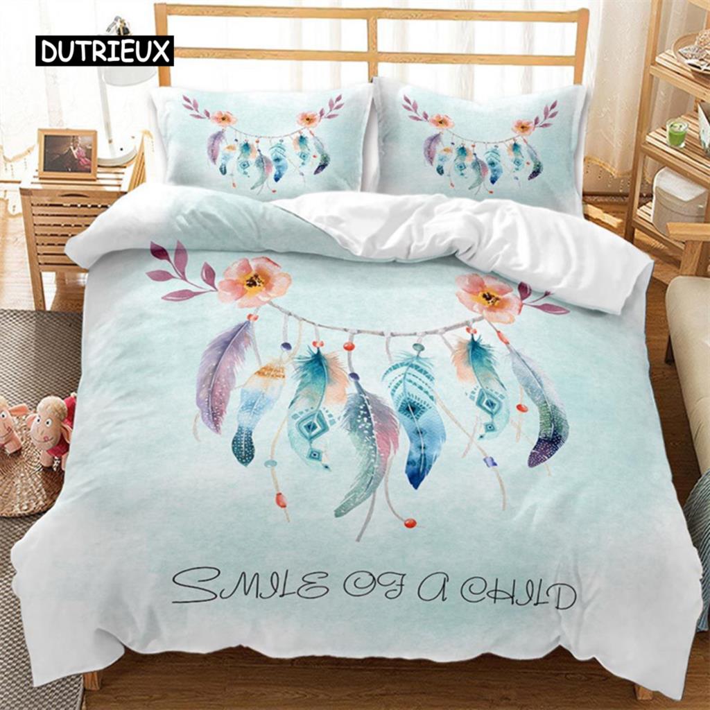 Пододеяльник Dreamcatcher Bohemia Mandala Floral Feather Комплект постельного белья King Single для детей и взрослых Микрофибра Starry Sky Пододеяльник