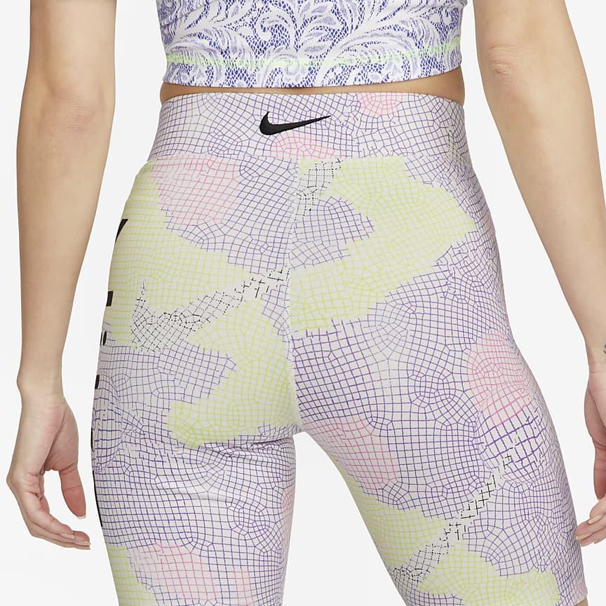 Nike X Serena Williams Co-Branded Full Print Logo Прямые облегающие шорты для фитнеса с высокой талией Женские плавки флуоресцентно-желтого цвета DV8081-702
