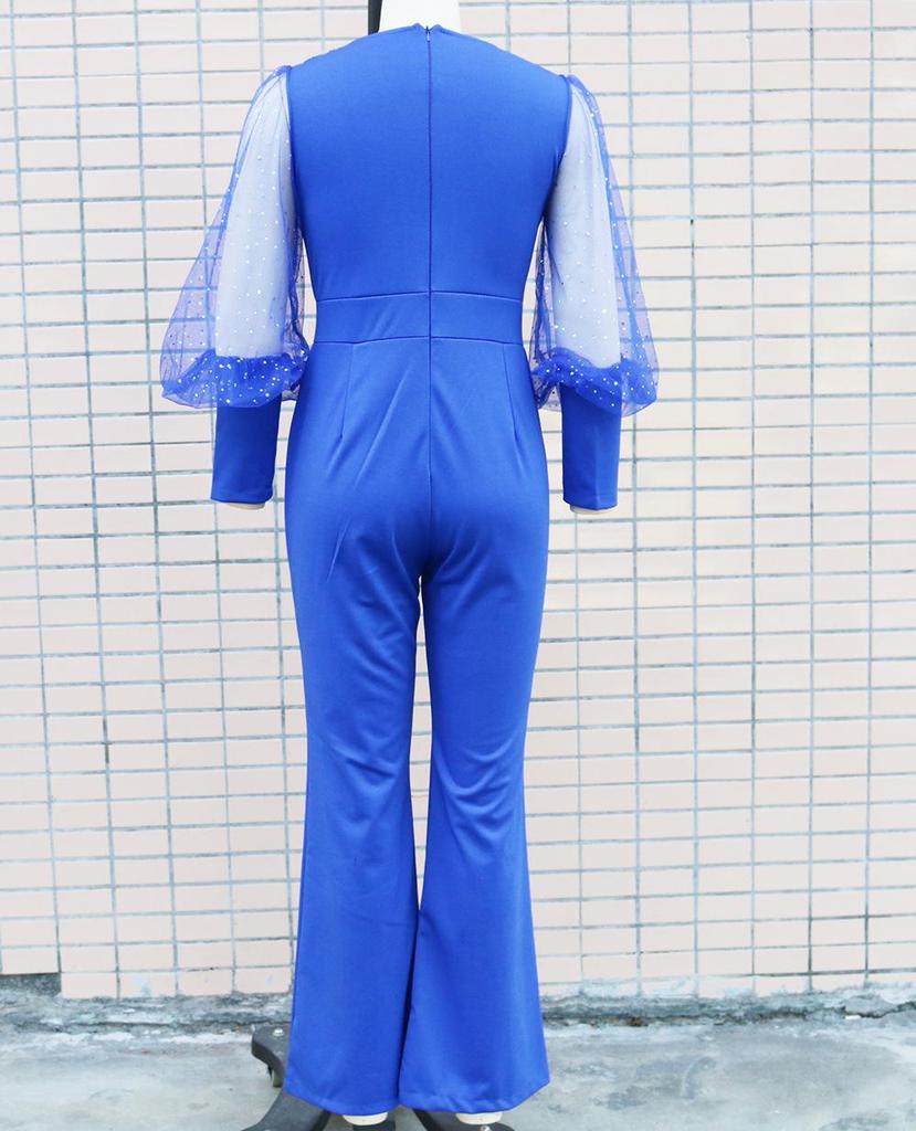 Женский комбинезон с длинными рукавами, облегающий, с широкими штанинами, в европейском и американском стиле, с сетчатыми вставками, осень-зима 2022