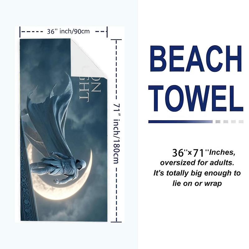 Moonknight Print Beach Towel, Large Soft Quick Dry Towel for Beach Camping Swimming