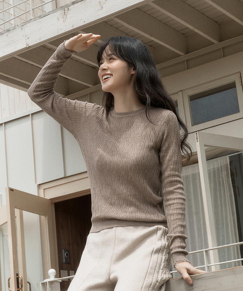 ENNITTUDE Wool Blend Texture Rib Knit
