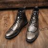 Мода Персонализированная Мода Деловые Мужские Ботинки Толстая Подошва Противоскользящие Прочные Европейские Высокие Кожаные Ботинки Размер 38-48 Мужские ботинки