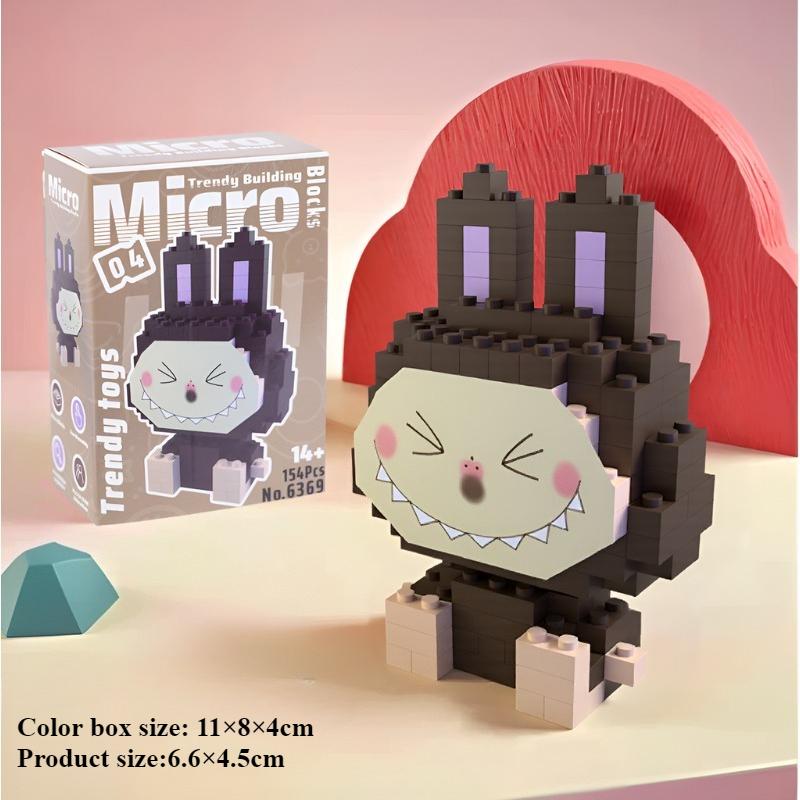 Лабубу мелкий строительный блок, совместимый со строительным блоком Lego, собранный строительный блок Лабубу, детская развивающая игрушка, украшение