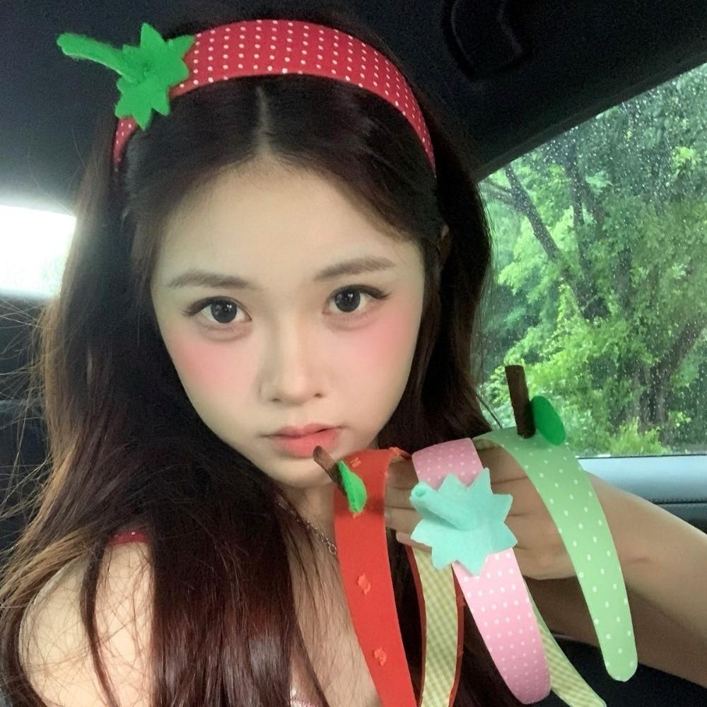Polka Dot Pattern Strawberry Headband Y2K Wide Fruit Hairbands Apple Headband Daily Hair Styling
