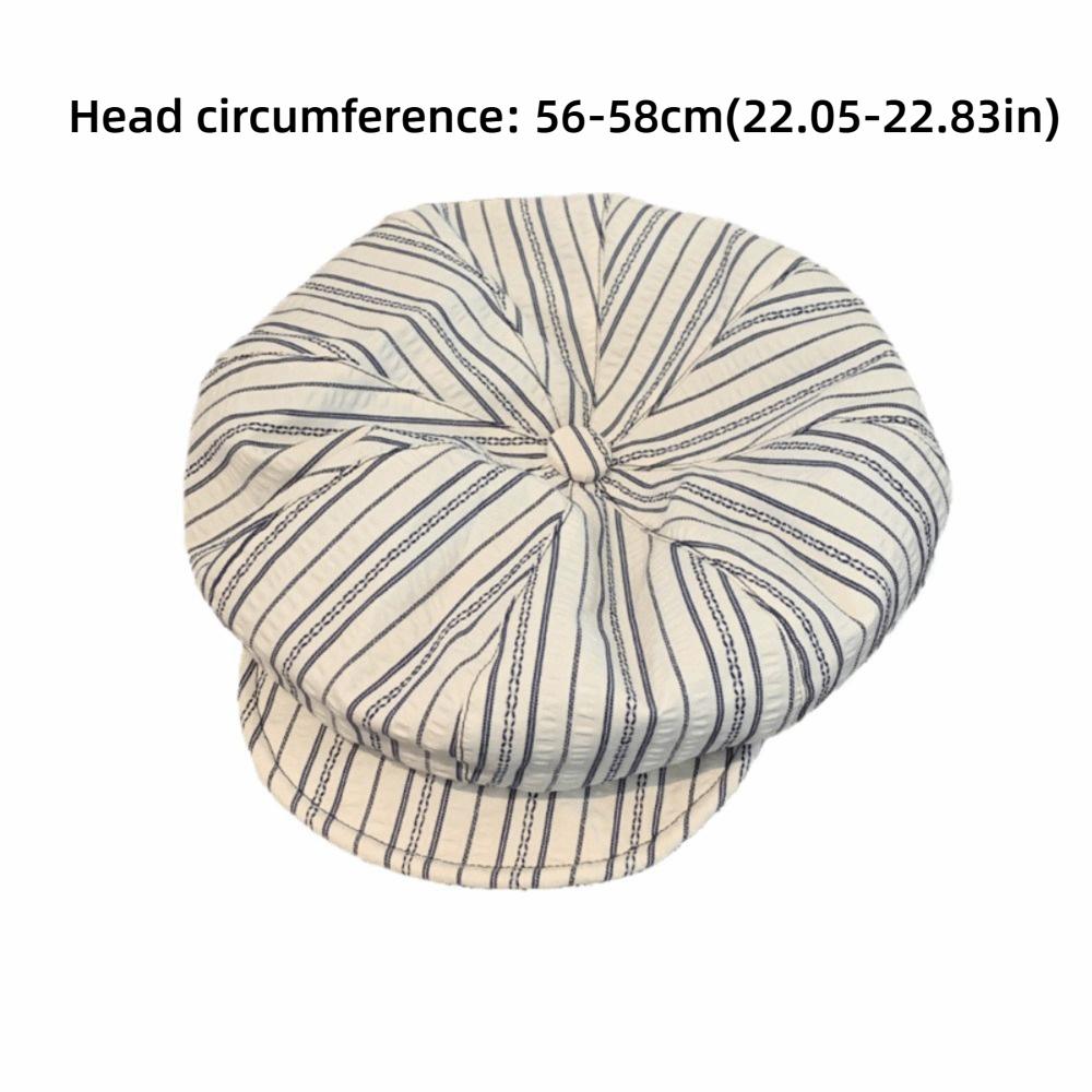 Striped Pattern Peaked Caps Soft Newsboy Cap Niche Style Painter Hat for Women