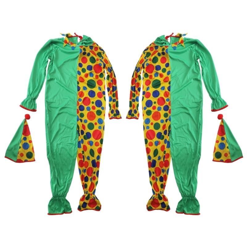 Adult Clown Costumes Clown Hat Clown Jumpsuit Cosplay Halloween Costumes Clown Outfit for Halloween Cosplay Dress Up