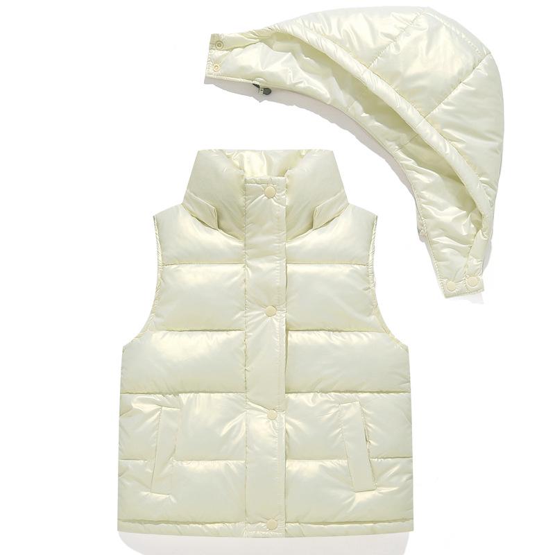 Kids' Hooded Down Cotton Vest: Thickened Sleeveless Jacket for Girls (Autumn/Winter).