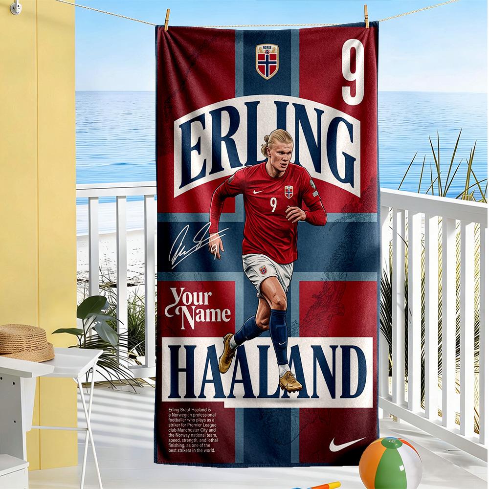 Haaland Personalized Name Beach Towel Super Soft Microfiber Quickdry Fabric Portable For Swimmingbeachcamping Travel Beach Accessoriesgym