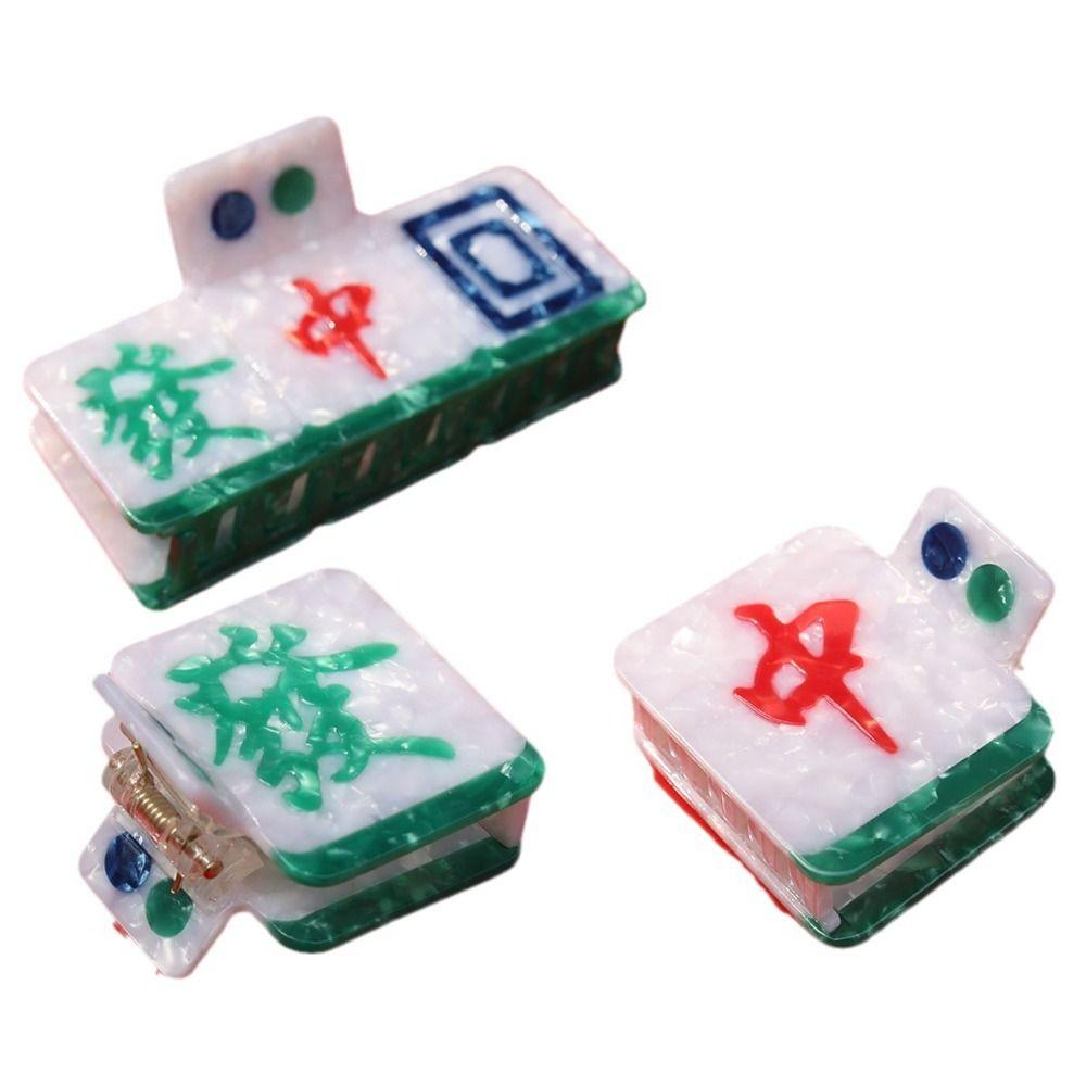 Заколка для волос из ацетата с рисунком, новая заколка для волос в китайском стиле в виде акулы, милая женская заколка для волос в виде маджонга