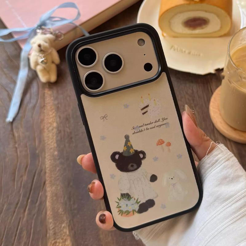 Новый INS Кремовый Милый Мишка Синий Бант Чехол для Телефона Для iPhone 17Promax Air 16 15 14 12 13 11Pro Max Plus Противоударный Продвинутый Чехол