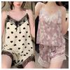 Pajamas Ladies with Corset Homewear Lace Sexy Halter Summer New Shorts Bubble Cotton Homewear Set