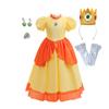 Girl Yellow Lace Princess Dress Daisy Role Play Peach Costume Plumber Partner Adventure Galaxy Movie Cosplay Apparel Ball Gown