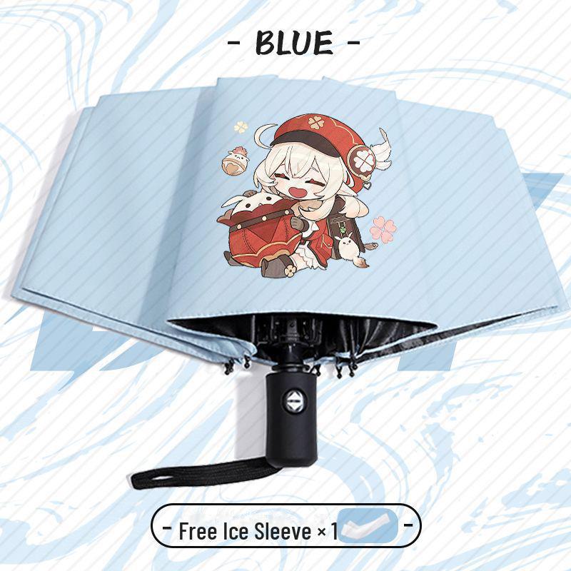 Зонт Genshin Impact Automatic складной с защитой от ультрафиолета для учеников начальной школы - устойчив к ветру, подходит для использования в солнечную и дождливую погоду