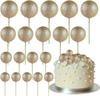 20 Pcs Mini Balloon Cake Topper Decorations with Gold Balls On Sticks - Cake Picks for Birthday, Wedding, and Party Decorations