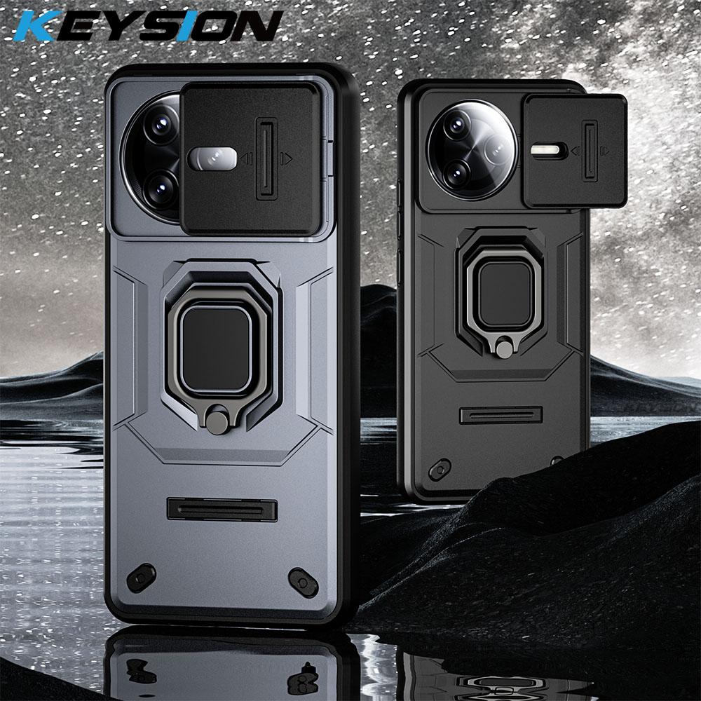KEYSION Противоударный защитный чехол для POCO F7 Pro Slide Camera Защитное кольцо для объектива Подставка для телефона Задняя крышка для Xiaomi POCO F7 Ultra