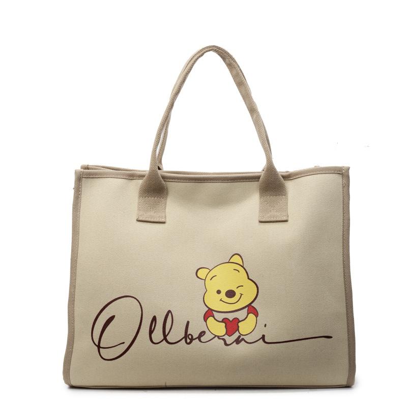 2025 Новая Холщовая Сумка через Плечо Большой Вместимости с Принтом, Мультяшная Милая Модная Студенческая Сумка для Поездок на Занятия