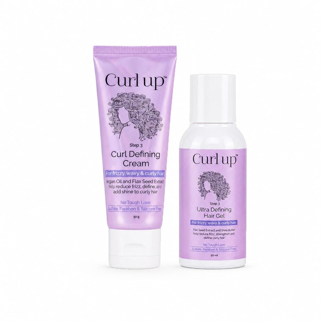 Набор для укладки кудрей Curl Up Curl Styling с кремом для определения локонов и гелем для ультра-фиксации | Для сухих, вьющихся и волнистых волос | Без сульфатов, парабенов и силиконов