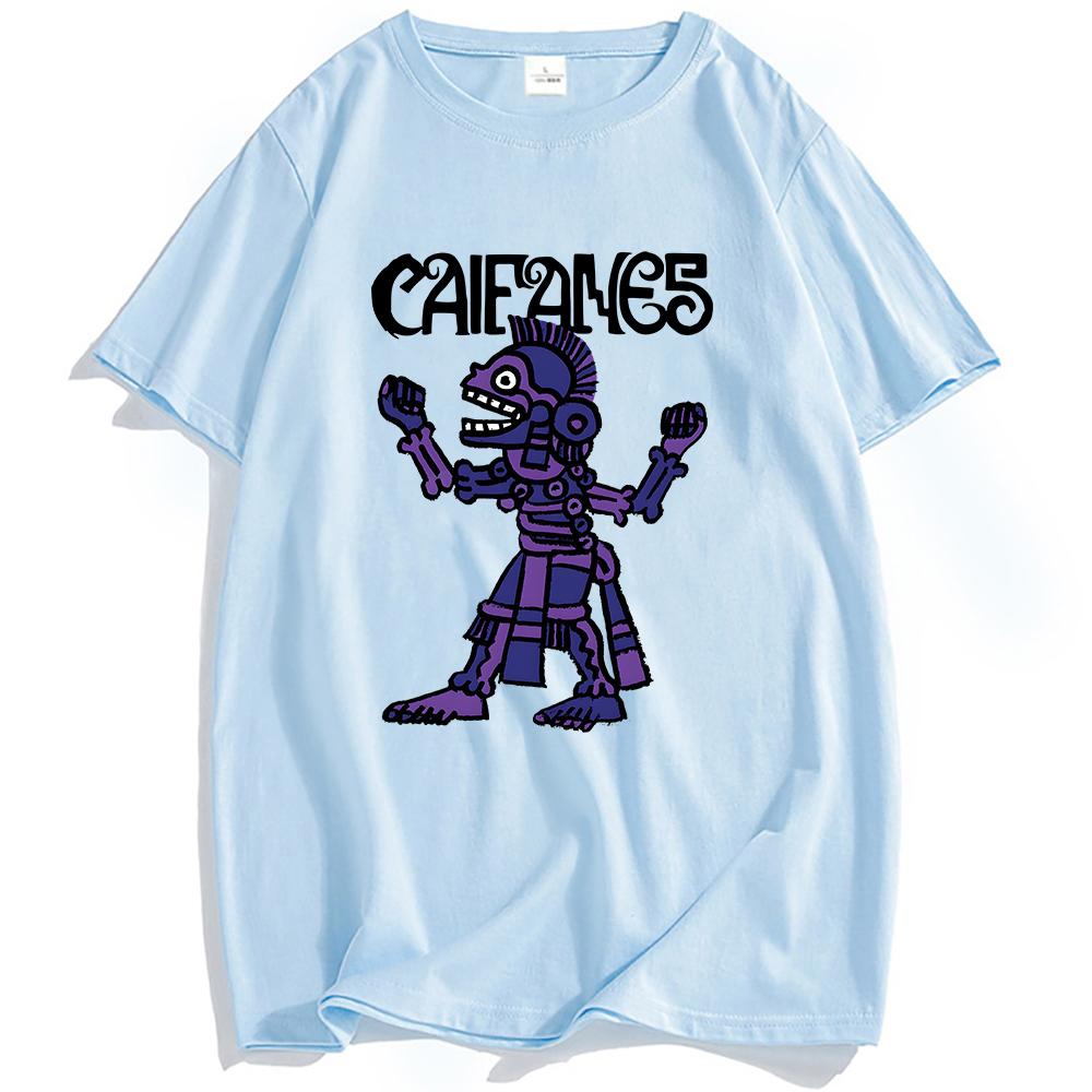 Футболка Rock Band CAIFANES Хлопковая с коротким рукавом Повседневная футболка Гранж Унисекс Уличная одежда Хип-хоп Мода Мужская Женская Футболка