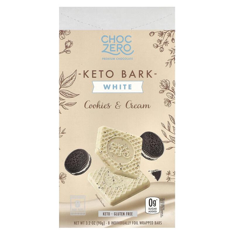 Keto Bark, White Chocolate, Cookies & Cream, 8 Mini Bars, 3.2 oz (90 g)