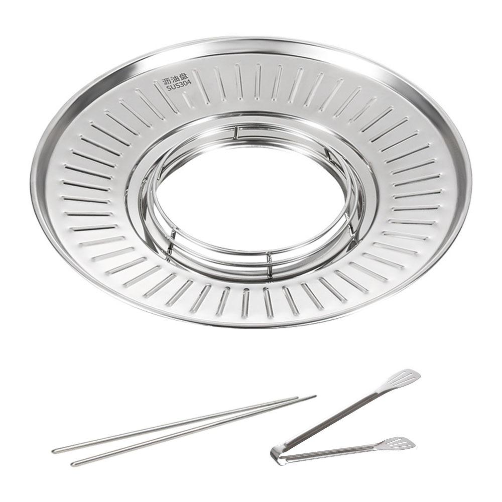 304 Stainless Steel Fried Food Draining Rack Food Grades Round Strainer Oil Filter Serving Tray Heat-resistant Oil Control
