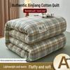 Washable Xinjiang Cotton Plaid Quilt for Students - Removable Cover & Pad