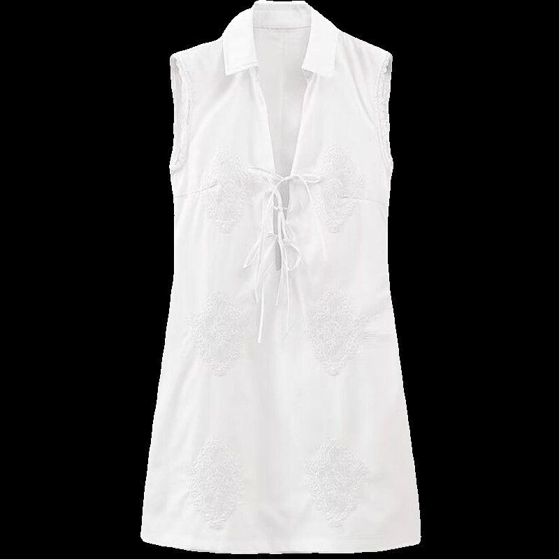 Fashion Style 2024 Spring/Summer New Arrival Women's Clothing Stylish Easiest for Match Shoelace Poplin Shirt Dress 7521319