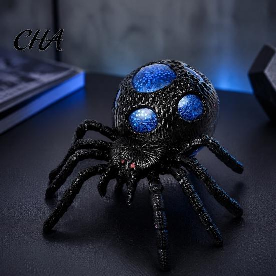 Stress Relief Gadget 1/4Pcs Halloween Glitter Spider Squeeze Toy, Realistic Scary Elastic Toy Party Fake Prank Decoration