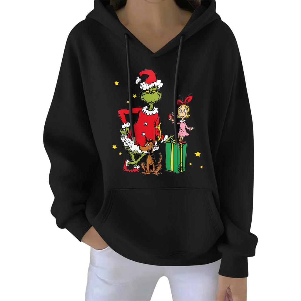 Women's Christmas Hoodie Funny Cute Christmas Holiday Sweatshirt Pullover