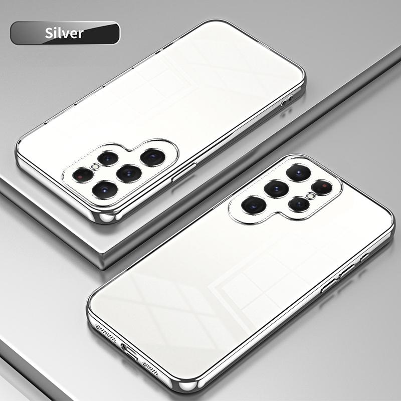 Гальванический прозрачный чехол для телефона Samsung Galaxy S24 Ultra S23 S22 S21 FE Plus A15 A25 A35 A55 A14 A24 A34 A54 A13 A53 A73 A52 A12 M32 M12 задняя крышка
